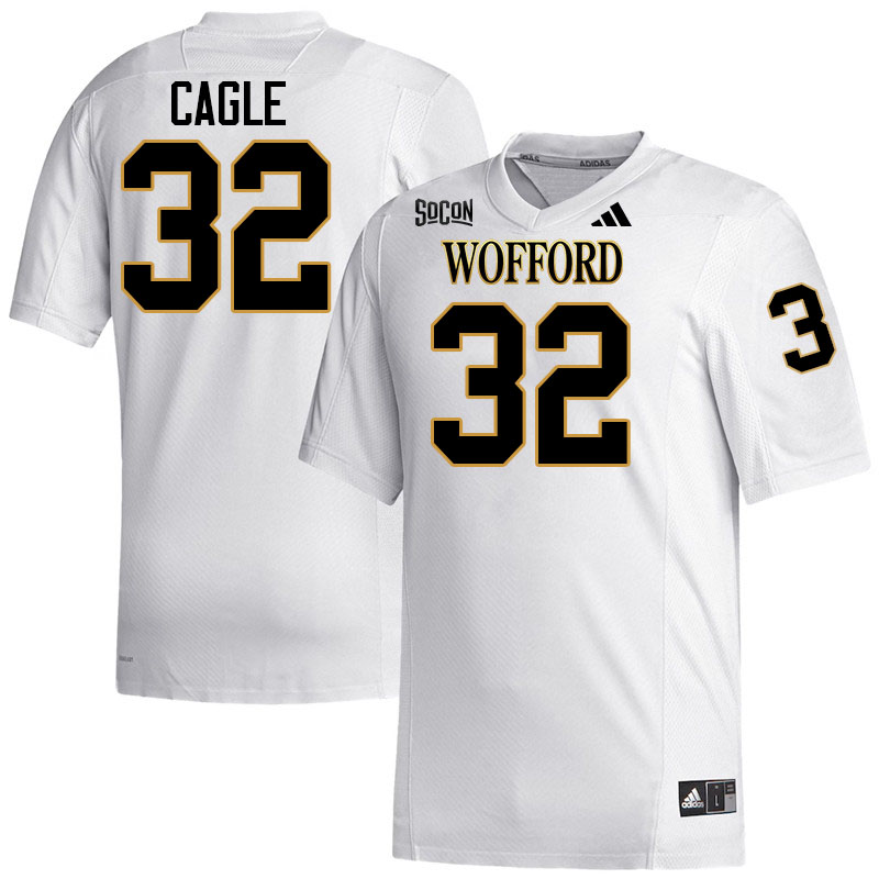 Wofford Terriers #32 Devery Cagle College Football Jerseys,Uniforms Stitched-White